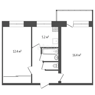 2-комнатная квартира: Аксай, проспект Ленина, 35 (43.2 м)