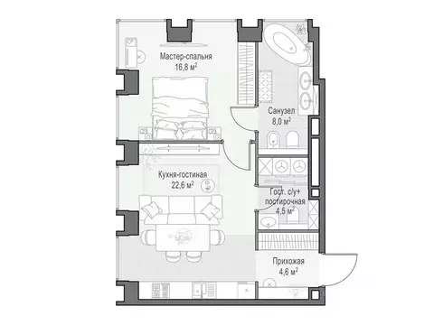 1-к кв. Москва Лайф Тайм жилой комплекс (57.0 м)