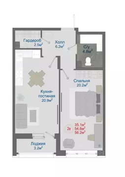 2-к кв. Воронежская область, Новоусманский район, пос. Отрадное ул. ...