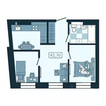 2-к кв. Приморский край, Владивосток ул. Борисенко, 100Кс1 (42.76 м)