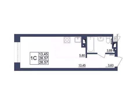 Студия Башкортостан, Уфа Космос жилой комплекс, лит1 (26.39 м)