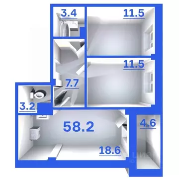 2-к кв. Псковская область, Псковский район, Завеличенская волость, д. ...