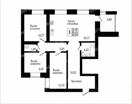 3-к кв. Воронежская область, Семилуки ул. Маяковского, 31 (88.1 м)