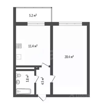 1-к кв. Воронежская область, Воронеж ул. Маршала Одинцова, 25Б/12 ...