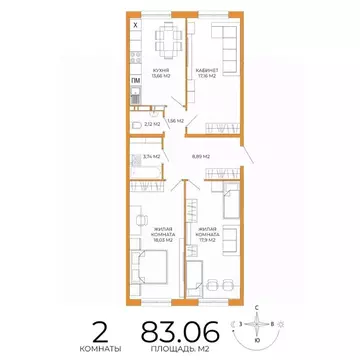 2-к кв. Пензенская область, Пенза ул. Яшиной, 14 (83.06 м)