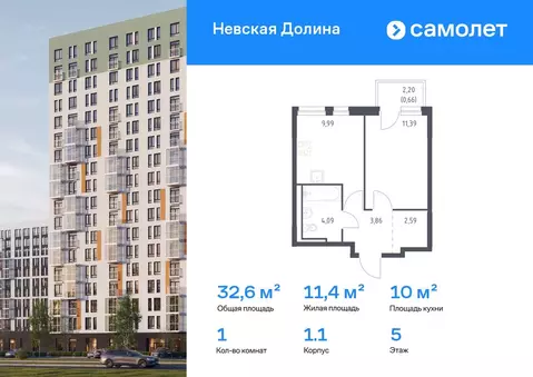 1-к кв. Ленинградская область, Всеволожский район, Свердловское ...