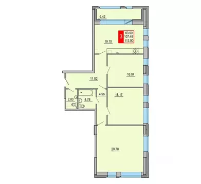 3-к кв. Тверская область, Тверь Петербургское ш., 3к1 (113.9 м)