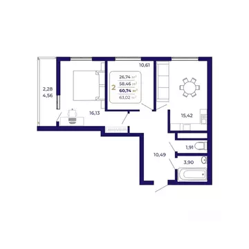 2-к кв. Башкортостан, Уфа Затон-Восточный жилрайон, Паруса жилой ...