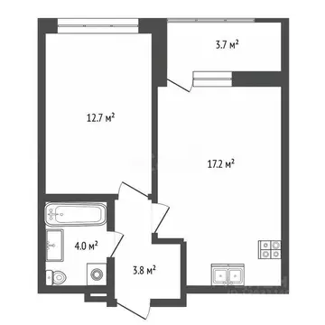 1-к кв. Тюменская область, Тюмень Дом Нойферта жилой комплекс (41.6 м)