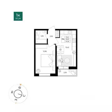 1-к кв. Ярославская область, Ярославль Северный жилрайон, 15-й мкр, 1 ...