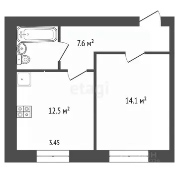 1-к кв. Архангельская область, Архангельск ул. Матросова, 2к1 (37.1 м)