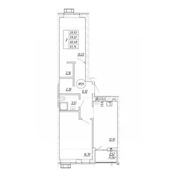 2-к кв. Калининградская область, Зеленоградск  (61.74 м)