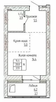 1-к кв. Алтайский край, Новоалтайск ул. Титова, 6 (31.9 м)