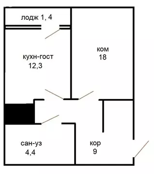 2-комнатная квартира: Уфа, Природная улица, 28 (45.1 м)