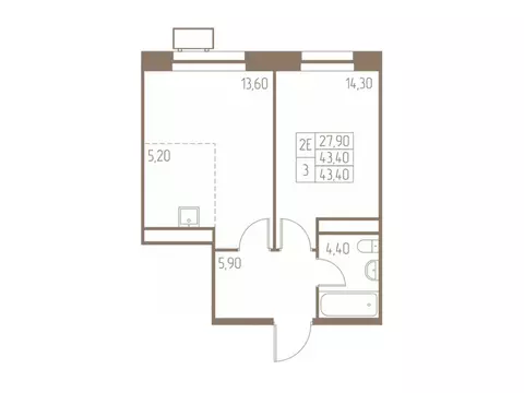 2-к кв. Московская область, Пушкино Фабрикант жилой комплекс, 1 (43.4 ...