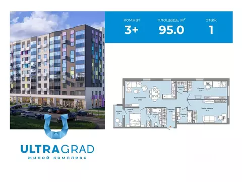 3-к кв. Ульяновская область, Ульяновск Юго-Западный мкр, Ультраград ...