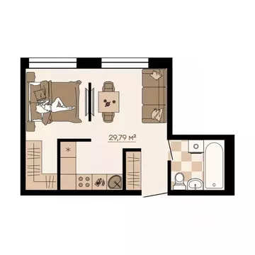 1-к кв. Приморский край, Владивосток ул. Грязелечебница (29.79 м)