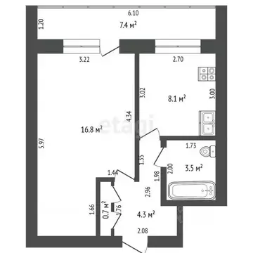 1-к кв. Башкортостан, Стерлитамак просп. Октября, 73 (33.4 м)