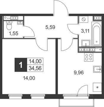 1-к кв. Ленинградская область, Гатчинский муниципальный округ, д. ...