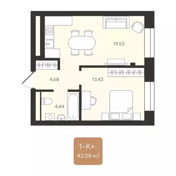 1-к кв. Ямало-Ненецкий АО, Новый Уренгой Уютный мкр, 3/1 (42.08 м)