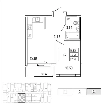 1-к кв. Ленинградская область, Всеволожский район, Свердловское ...