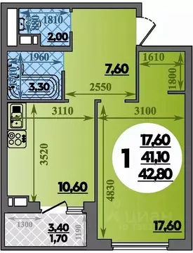 1-к кв. Краснодарский край, Краснодар ул. Героев-Разведчиков, 11 (42.8 ...