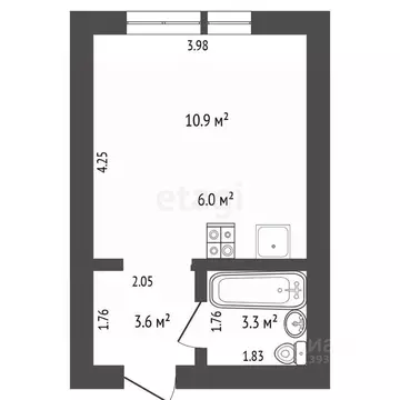 Студия Тюменская область, Тюмень Полевая ул., 117к8 (21.6 м)