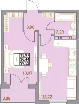 1-к кв. Волгоградская область, Волгоград Удмуртская ул., 75 (39.52 м)