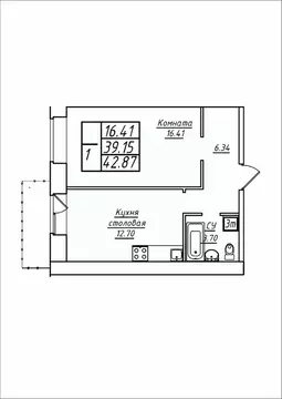 1-к кв. Самарская область, Самара ул. Стара-Загора, 249А (42.87 м)