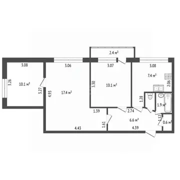 3-к кв. Санкт-Петербург просп. Большевиков, 33К1 (55.0 м)