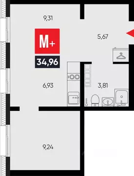 2-к кв. Иркутская область, Иркутск ул. Ширямова, 26 (34.96 м)