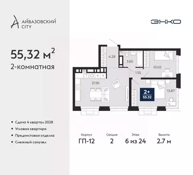 2-к кв. Тюменская область, Тюмень Айвазовский Сити жилой комплекс ...