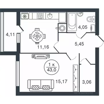 1-к кв. Тверская область, Тверь Бурашевское ш., 60 (43.0 м)