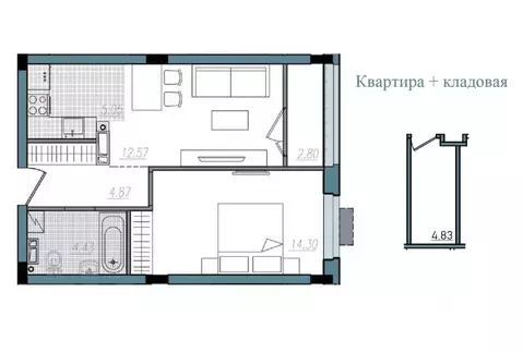 2-к кв. Смоленская область, Смоленск ул. Александра Степанова (44.02 ...