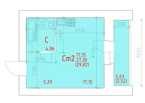 Студия Вологодская область, Череповец 109-й мкр,  (29.82 м)