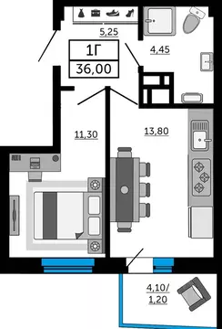 1-к кв. Ростовская область, Ростов-на-Дону Донской Арбат 2 жилой ...