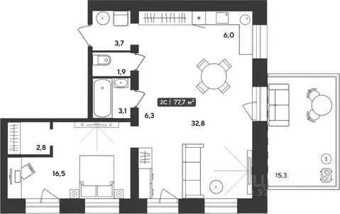 2-к кв. Новосибирская область, Мошковский район, пос. Октябрьский ул. ...