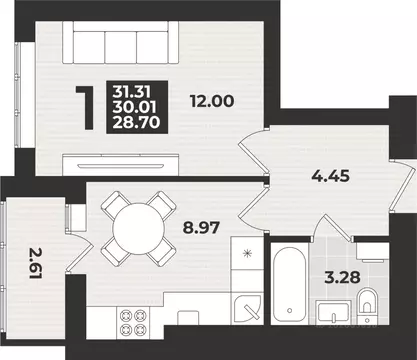 1-к кв. Калининградская область, Калининград ул. Героя России ...