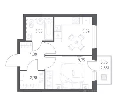 1-к кв. Башкортостан, Уфа ул. Рашита Манурова (31.07 м)