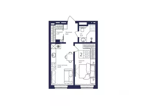 2-к кв. Башкортостан, Уфа Новомостовая ул., 4А (39.3 м)