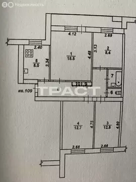 3-комнатная квартира: Воронеж, Новосибирская улица, 61 (74.2 м)