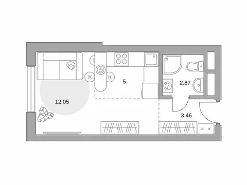 Квартира-студия: Балашиха, улица Лукино, 53А (23.38 м)