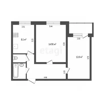 2-к кв. Тюменская область, Тюмень Северная ул., 3к2 (47.0 м)