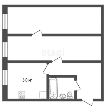 2-комнатная квартира: село Барановское, улица Фабрики Вперёд, 16 (42.1 ...