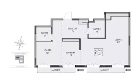 Свободной планировки кв. Удмуртия, Ижевск ул. 50 лет Пионерии, 41 ...