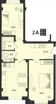 2-к кв. Псковская область, Псковский район, Завеличенская волость, д. ...