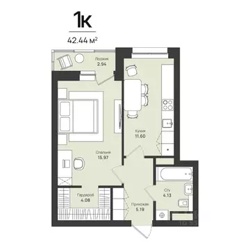 1-к кв. Пермский край, Пермь Уинская ул., 54 (42.44 м)