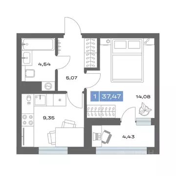 1-к кв. Тюменская область, Тобольск пер. Радищева, 17 (37.47 м)