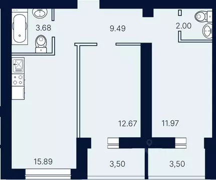 2-к кв. Саратовская область, Саратов ул. Имени Николая Егорова (62.7 ...