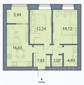 2-к кв. Брянская область, Брянский район, пос. Мичуринский, ...